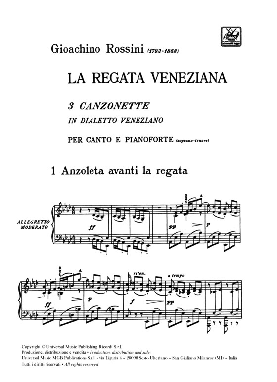 Rossini【La Regata Veneziana】per Canto e Pianoforte