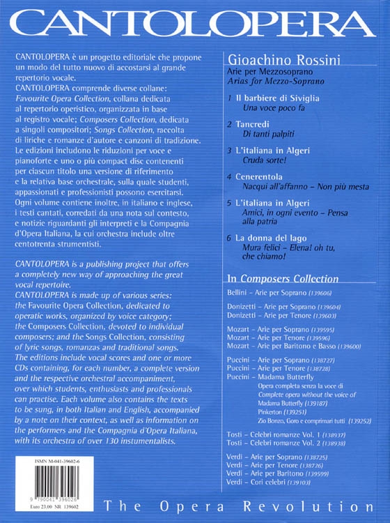 Cantolopera : Rossini【CD+樂譜】Arie per Mezzosoprano-Arias for Mezzo-Soprano Cantolopera : Rossini【CD+樂譜】Arie per Mezzosoprano-Arias for Mezzo-Soprano