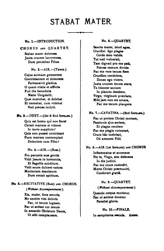 Rossini【Stabat Mater】for Soli, Chorus and Orchestra with Latin and English text , Choral Score