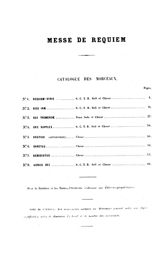 Saint-Saens【Requiem , Opus 54】for Soli, Chorus and Orchestra , Choral Score