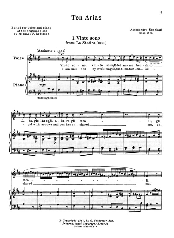 A. Scarlatti【Ten Arias】For High Voice
