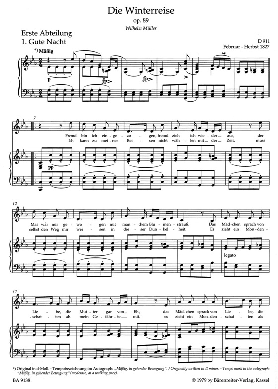 Schubert【Winterreise , Op. 89】Mittlere Stimme/Medium Voice Schubert【Winterreise , Op. 89】Mittlere Stimme/Medium Voice
