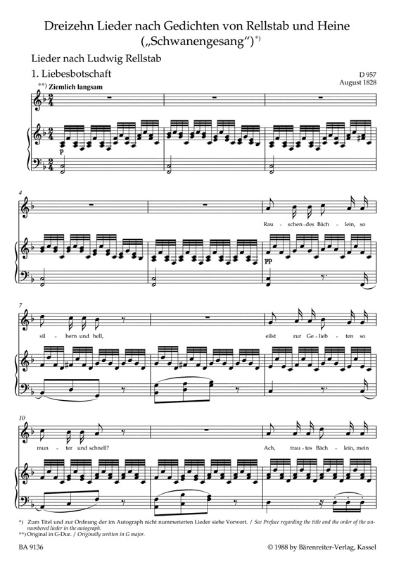 Schubert【Schwanengesang D957/D965A】Mittlere Stimme/Medium Voice Schubert【Schwanengesang D957/D965A】Mittlere Stimme/Medium Voice
