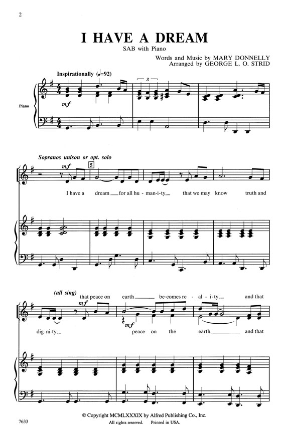 【I Have a Dream】SAB with Piano 【I Have a Dream】SAB with Piano