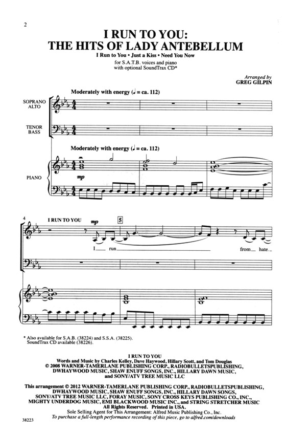 【I Run to You: The Hits of Lady Antebellum】SATB 【I Run to You: The Hits of Lady Antebellum】SATB