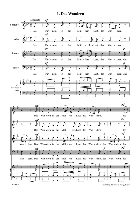 Franz Schubert【Die schöne Müllerin】arranged for mixed choir a cappella