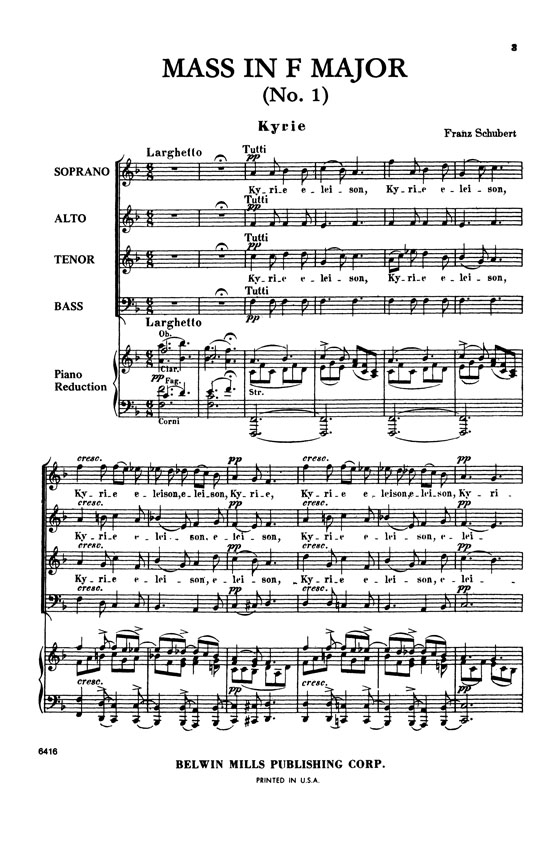 Schubert【First Mass in F Major】Choral Score