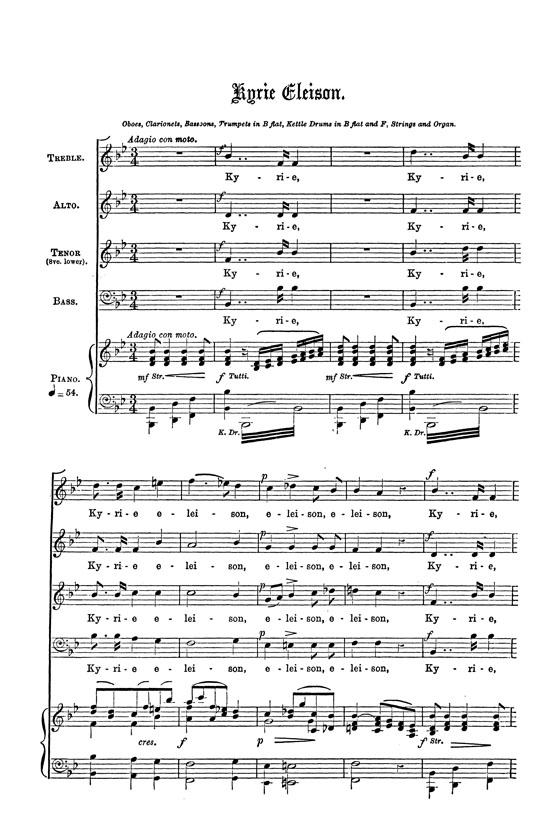 Schubert【Mass No. 3 in B-flat Major】for Soli, Chorus, Orchestra and Organ , Choral Score