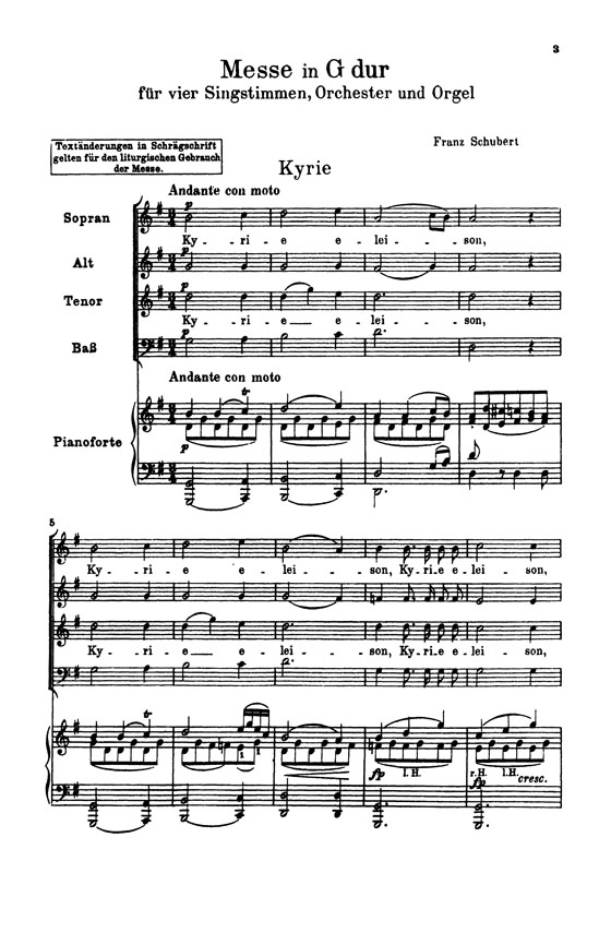 Schubert【Mass No. 2 in G Major】for Soprano, Tenor and Bass Soli, Chorus, Strings and Organ , Choral Score