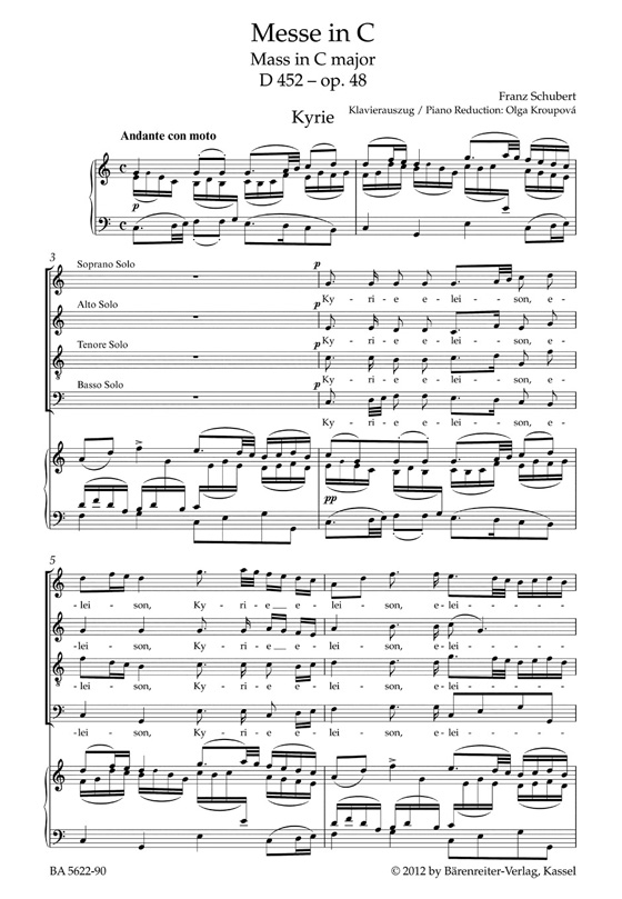 Schubert【Messe in C , D452-op.48】Klavierauszug , Vocal Score Schubert【Messe in C , D452-op.48】Klavierauszug , Vocal Score