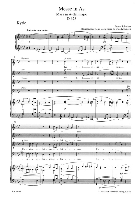 Schubert【Messe in As , Zweite Fassung , D678】Klavierauszug , Vocal Score