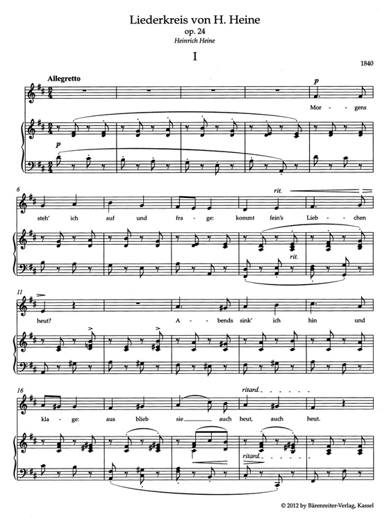 Schumann【Liederkreis von H. Heine , Op. 24】