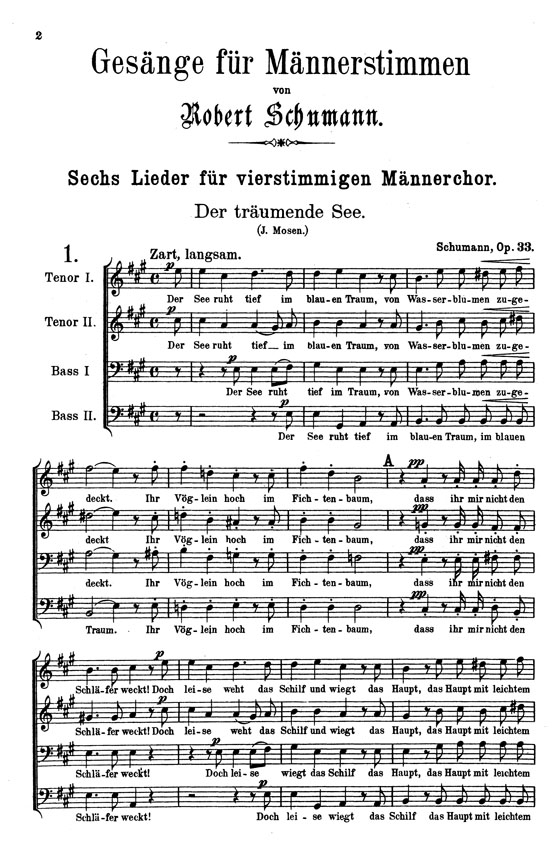 Schumann【Songs For Men's Choir】Vocal Score Schumann【Songs For Men's Choir】Vocal Score