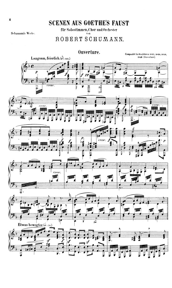 Schumann【Scenes from Goethe's Faust】for Soli, Chorus and Orchestra , Vocal Score Schumann【Scenes from Goethe's Faust】for Soli, Chorus and Orchestra , Vocal Score