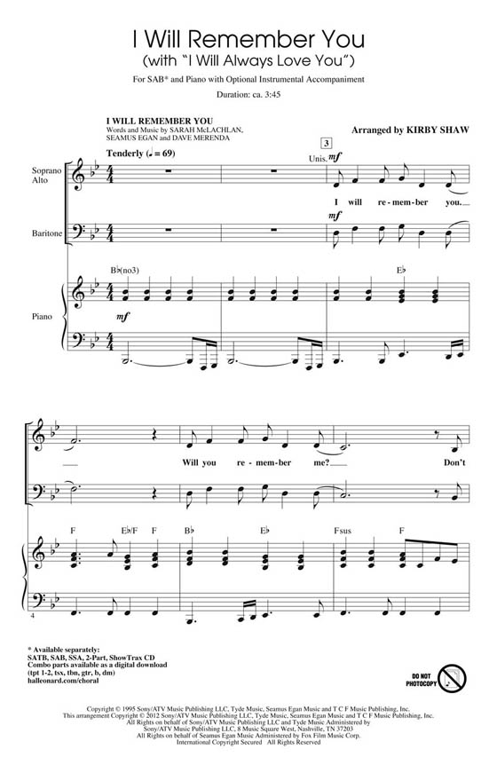 【I Will Remember You (with I Will Always Love You)】SAB 【I Will Remember You (with I Will Always Love You)】SAB