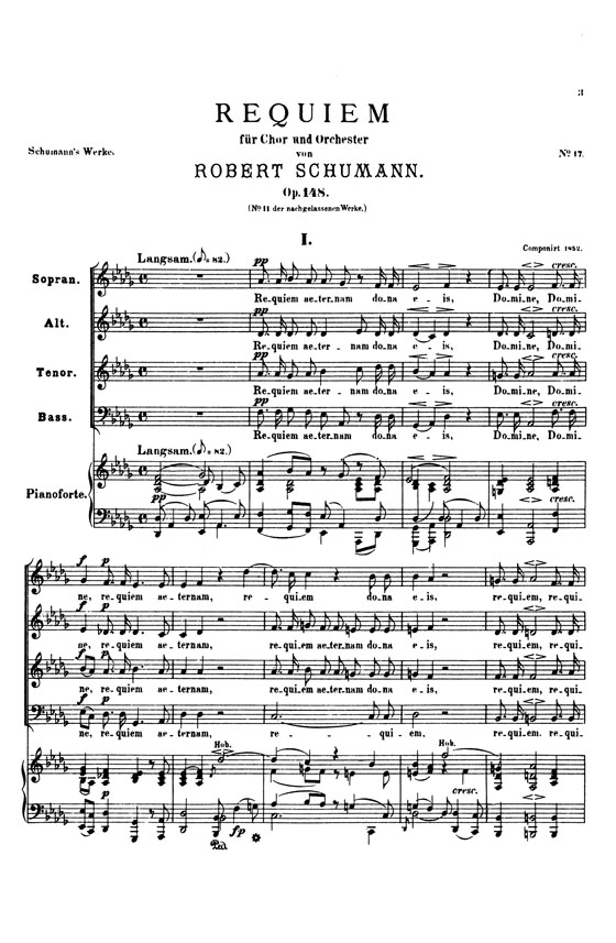 Schumann【Requiem , Opus 148】for Chorus and Orchestra , Choral Score