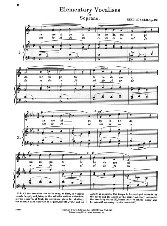 Sieber【36 Eight-Measure Vocalises , Op. 92】For Soprano Sieber【36 Eight-Measure Vocalises , Op. 92】For Soprano