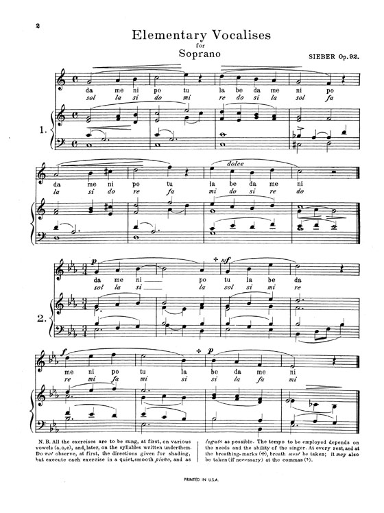 Sieber【36 Eight-Measure Vocalises for Elementary Teaching , Opus 92】For Soprano