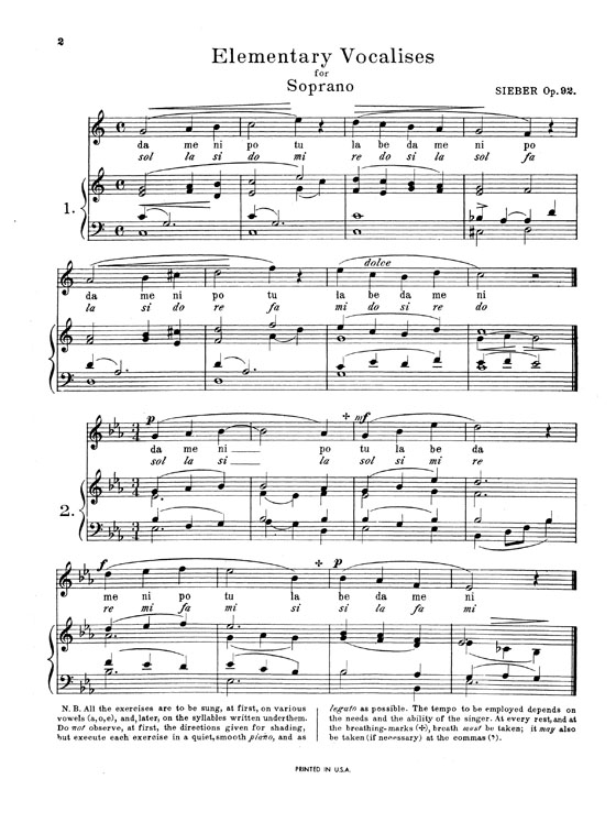 Sieber【36 Eight-Measure Vocalises for Elementary Teaching , Opus 92】For Soprano Sieber【36 Eight-Measure Vocalises for Elementary Teaching , Opus 92】For Soprano