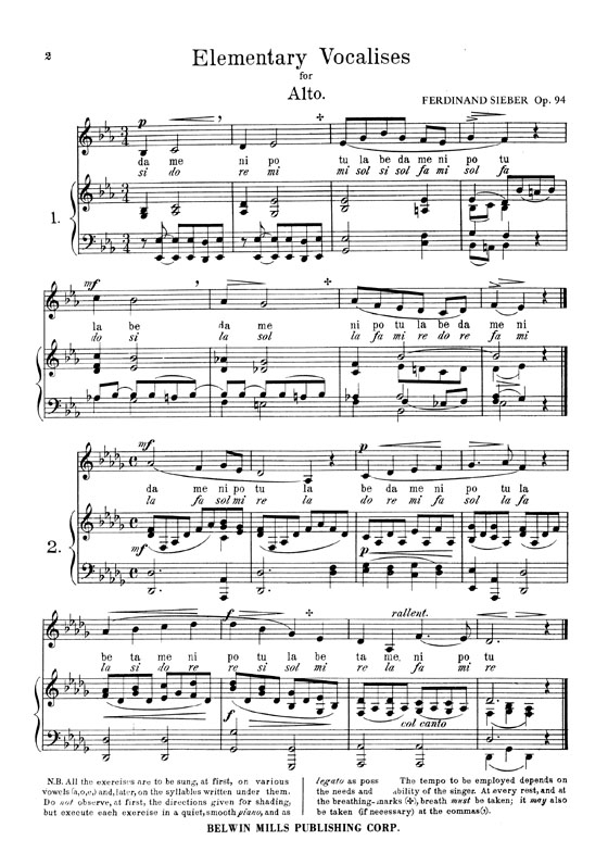 Sieber【36 Eight-Measure Vocalises for Elementary Teaching , Opus 94】For Alto Voice Sieber【36 Eight-Measure Vocalises for Elementary Teaching , Opus 94】For Alto Voice