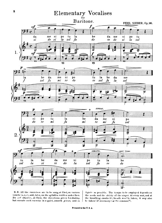 Sieber【36 Eight-Measure Vocalises , Op. 96】For Baritone Sieber【36 Eight-Measure Vocalises , Op. 96】For Baritone
