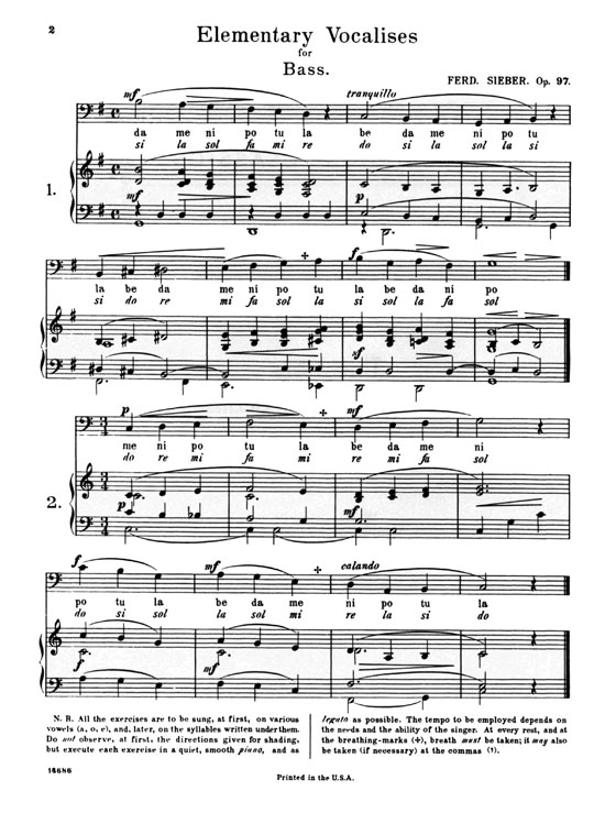 Sieber【Thirty-Six Eight-Measure Vocalises , Op. 97】For Bass Sieber【Thirty-Six Eight-Measure Vocalises , Op. 97】For Bass