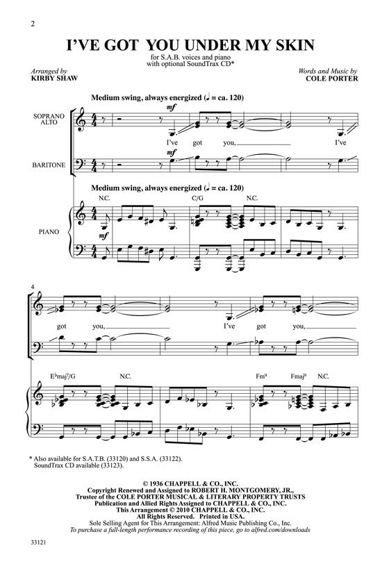 【I've Got You Under My Skin】SAB with Piano 【I've Got You Under My Skin】SAB with Piano