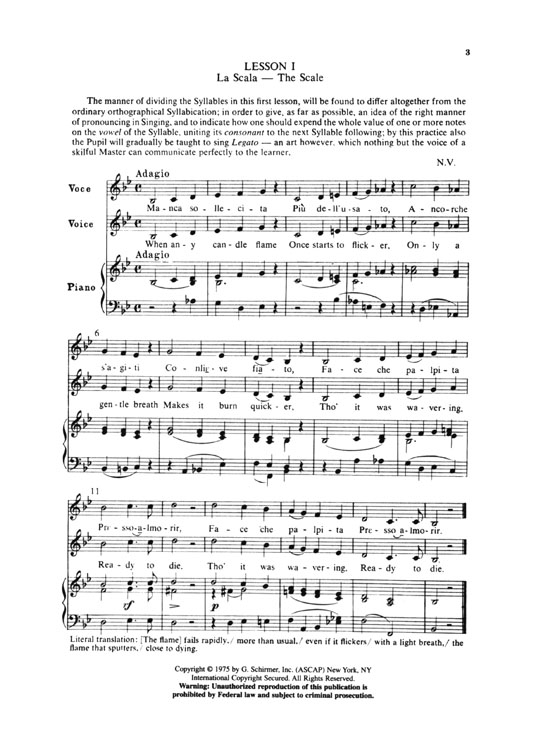 Vaccai【Practical Method】For Mezzo-Soprano(Alto) or Baritone