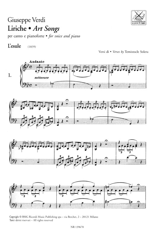 Verdi【CD+樂譜】Liriche‧Art Songs , Voice and Piano Verdi【CD+樂譜】Liriche‧Art Songs , Voice and Piano