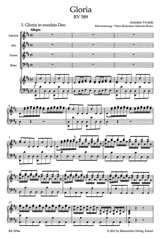 Vivaldi【Gloria , RV 589】Klavierauszug , Vocal Score Vivaldi【Gloria , RV 589】Klavierauszug , Vocal Score