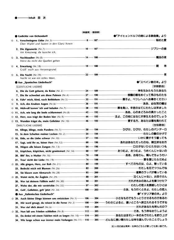 Hugo Wolf【Ausgewählte Lieder Band 2 , Originaltonarten】für Frauenstimme ヴォルフ歌曲集選集 2 (高声用＝原調版)