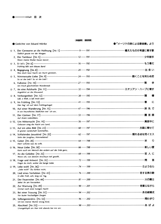 Hugo Wolf【Ausgewählte Lieder Band 1】für Mittlere Stimme ヴォルフ歌曲選集 1 (中声用)