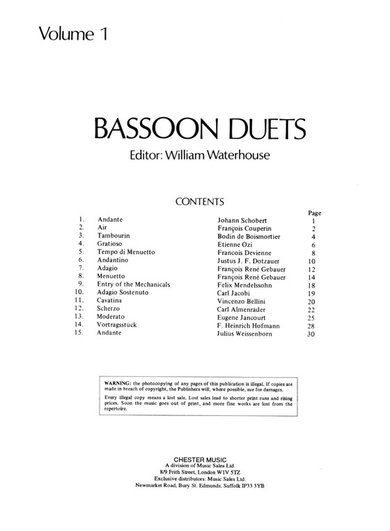 【Bassoon Duets】Volume 1