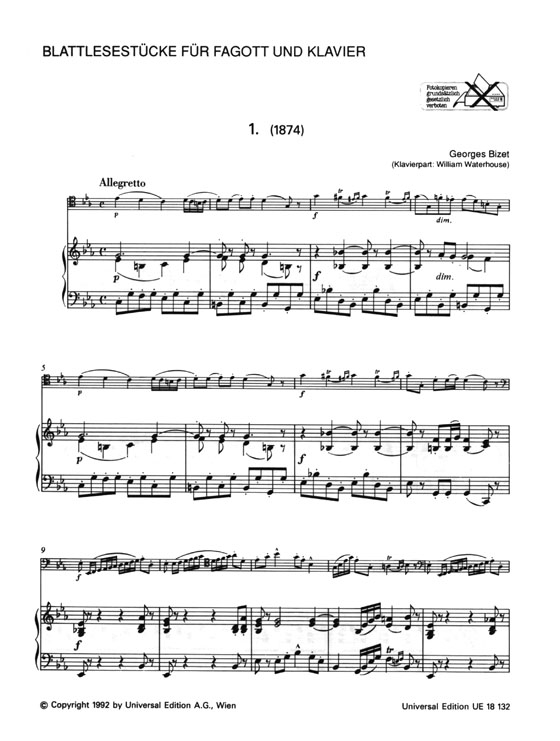 Blattlesestucke für Fagott und Klavier / Sight-reading Pieces for Bassoon and Piano