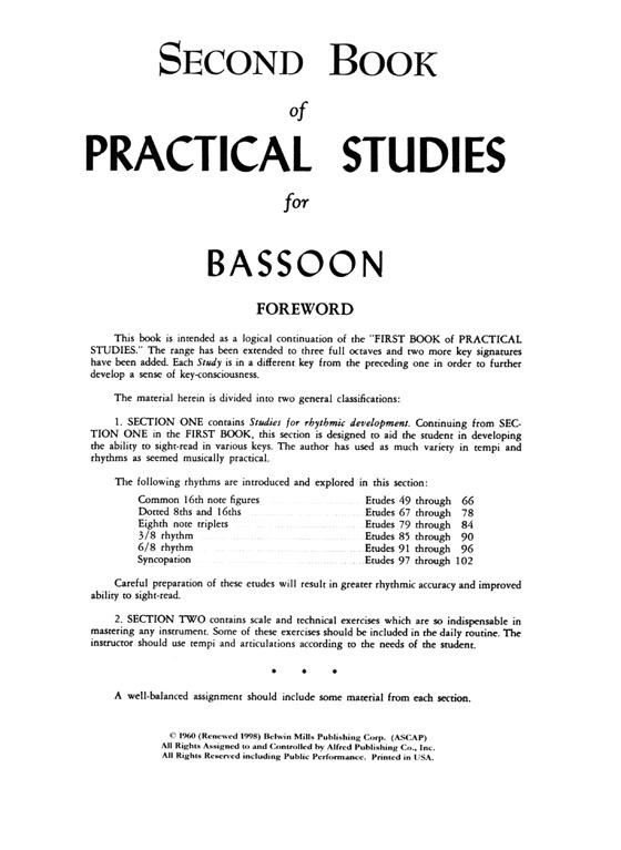 Second Book of【Practical Studies】for Bassoon
