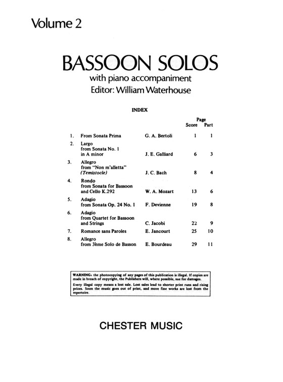 Bassoon Solos , Volume 2