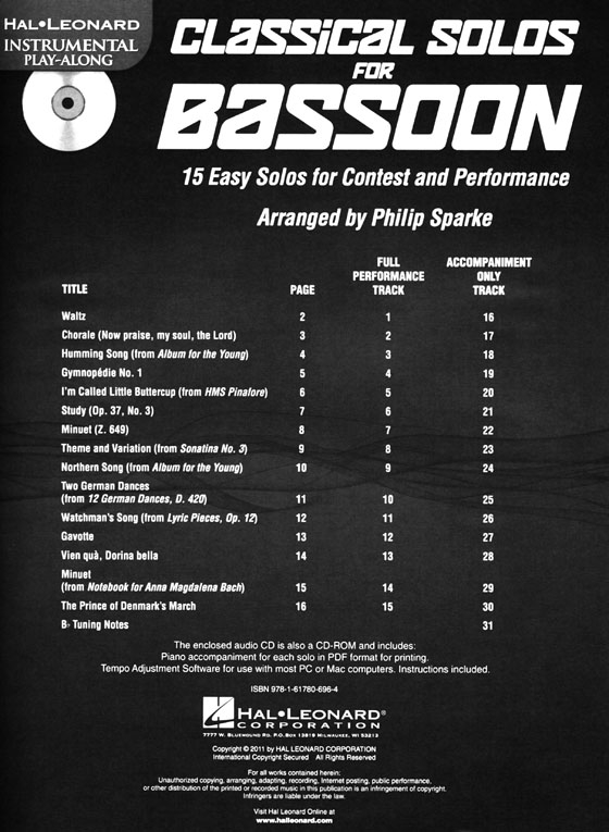Classical Solos【CD+樂譜】for Bassoon
