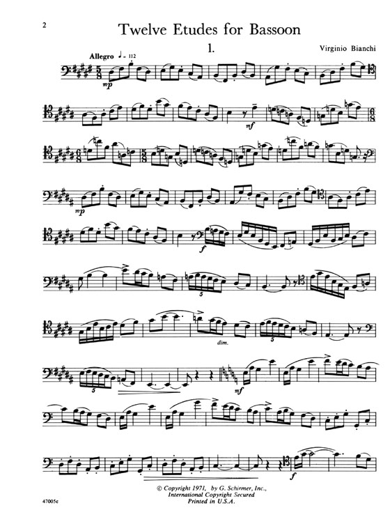 Twelve Etudes for Bassoon by Virginio Bianchi Twelve Etudes for Bassoon by Virginio Bianchi