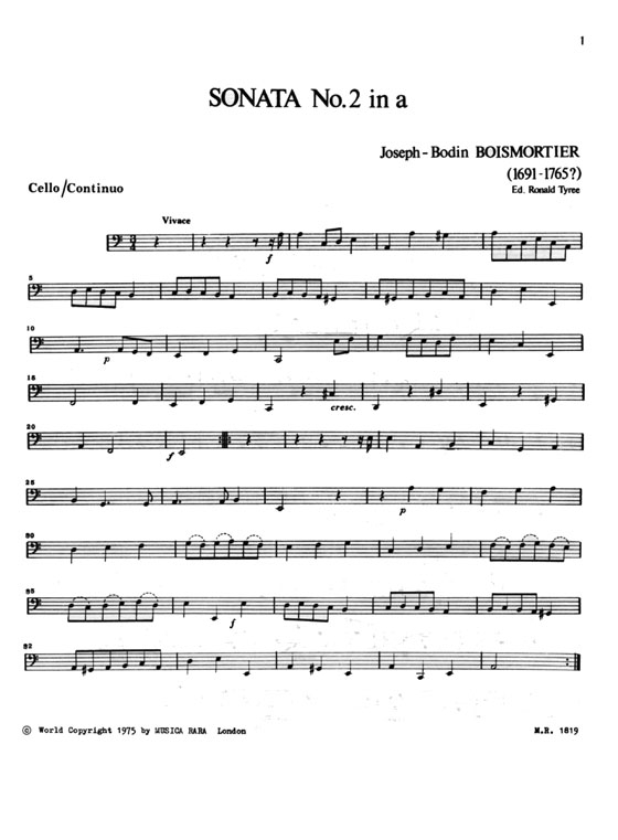 J.B.Boismortier【Sonata No. 2 in a Minor】for Bassoon and Basso Continuo J.B.Boismortier【Sonata No. 2 in a Minor】for Bassoon and Basso Continuo