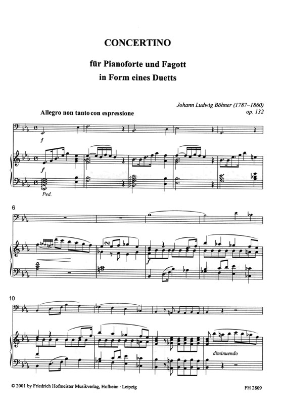 Johann Ludwig Bohner【Concertino】für Pianoforte und Fagott in Form eines Duetts
