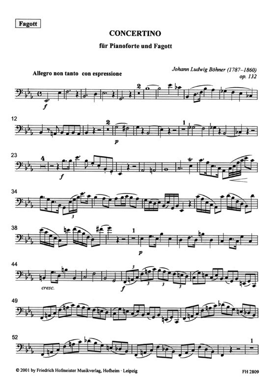 Johann Ludwig Bohner【Concertino】für Pianoforte und Fagott in Form eines Duetts