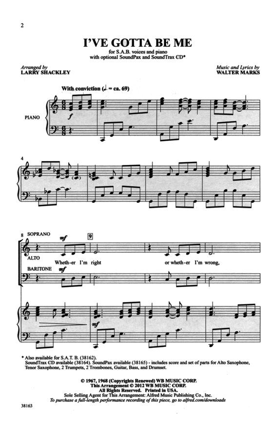 【I've Gotta Be Me】SAB with Piano 【I've Gotta Be Me】SAB with Piano