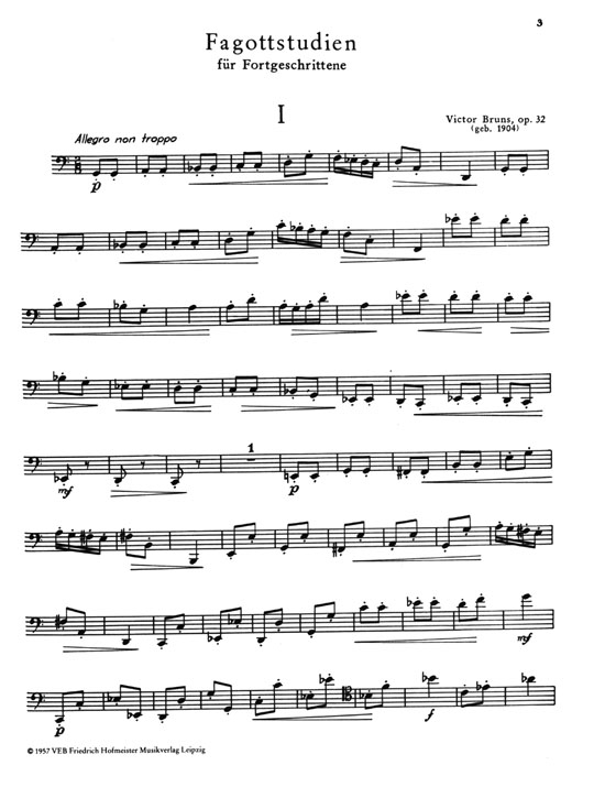 Victor Bruns【 Fagottstudien , op. 32】für Fortgeschrittene