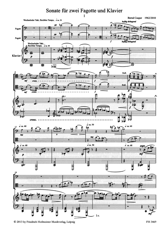 Bernd Casper【Sonate】für zwei fagotte und Klavier