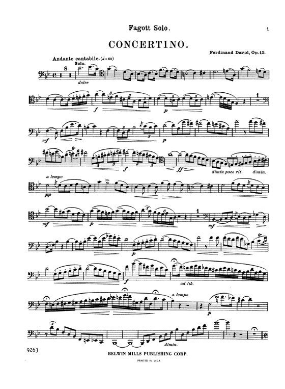 David【Concertino , Opus 12】for Bassoon and Piano