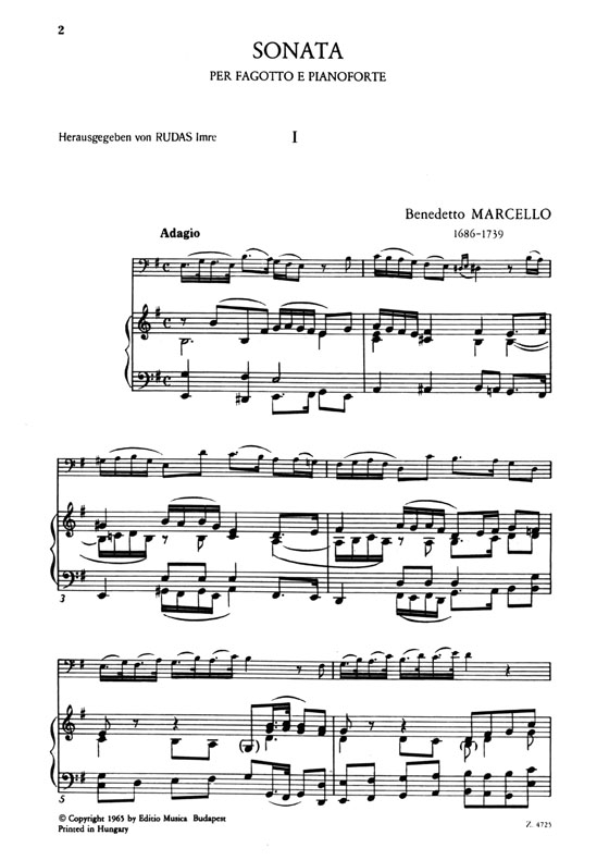 Marcello【Sonata】per Fagotto e Pianoforte Marcello【Sonata】per Fagotto e Pianoforte