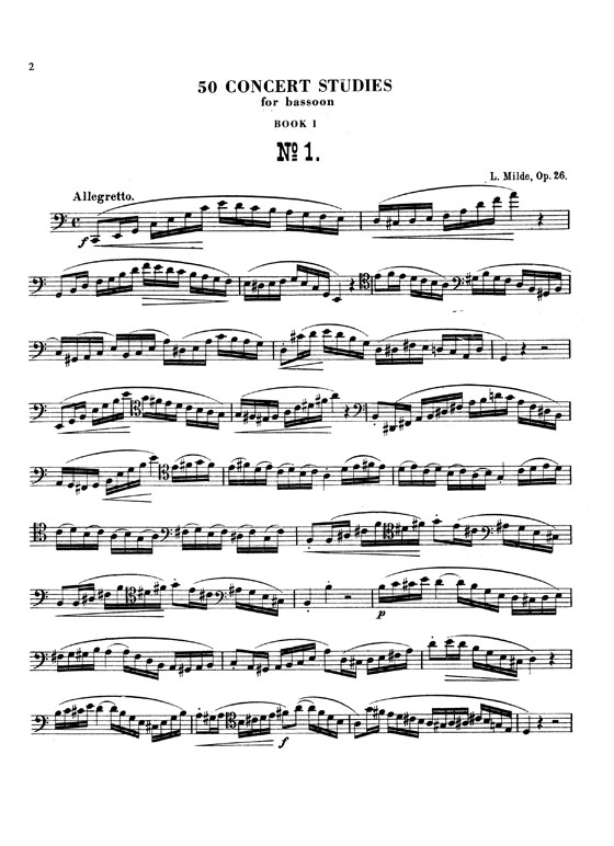 Milde【Fifty Concert Studies , Opus 26】for Bassoon