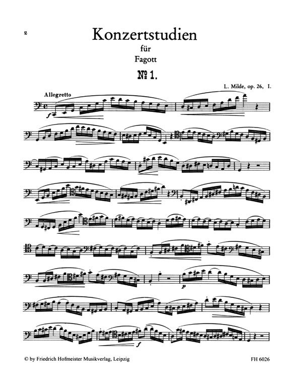 Ludwig Milde【Fünfzig Konzertstudien】für Fagott , Heft 1