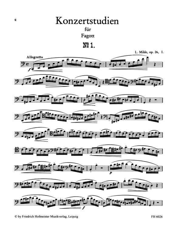 Ludwig Milde【Fünfzig Konzertstudien】für Fagott , Heft 1 Ludwig Milde【Fünfzig Konzertstudien】für Fagott , Heft 1