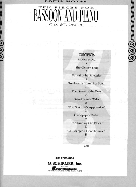 Louis Moyse【Ten Pieces , Op. 37, No. 5】for Bassoon and Piano Louis Moyse【Ten Pieces , Op. 37, No. 5】for Bassoon and Piano
